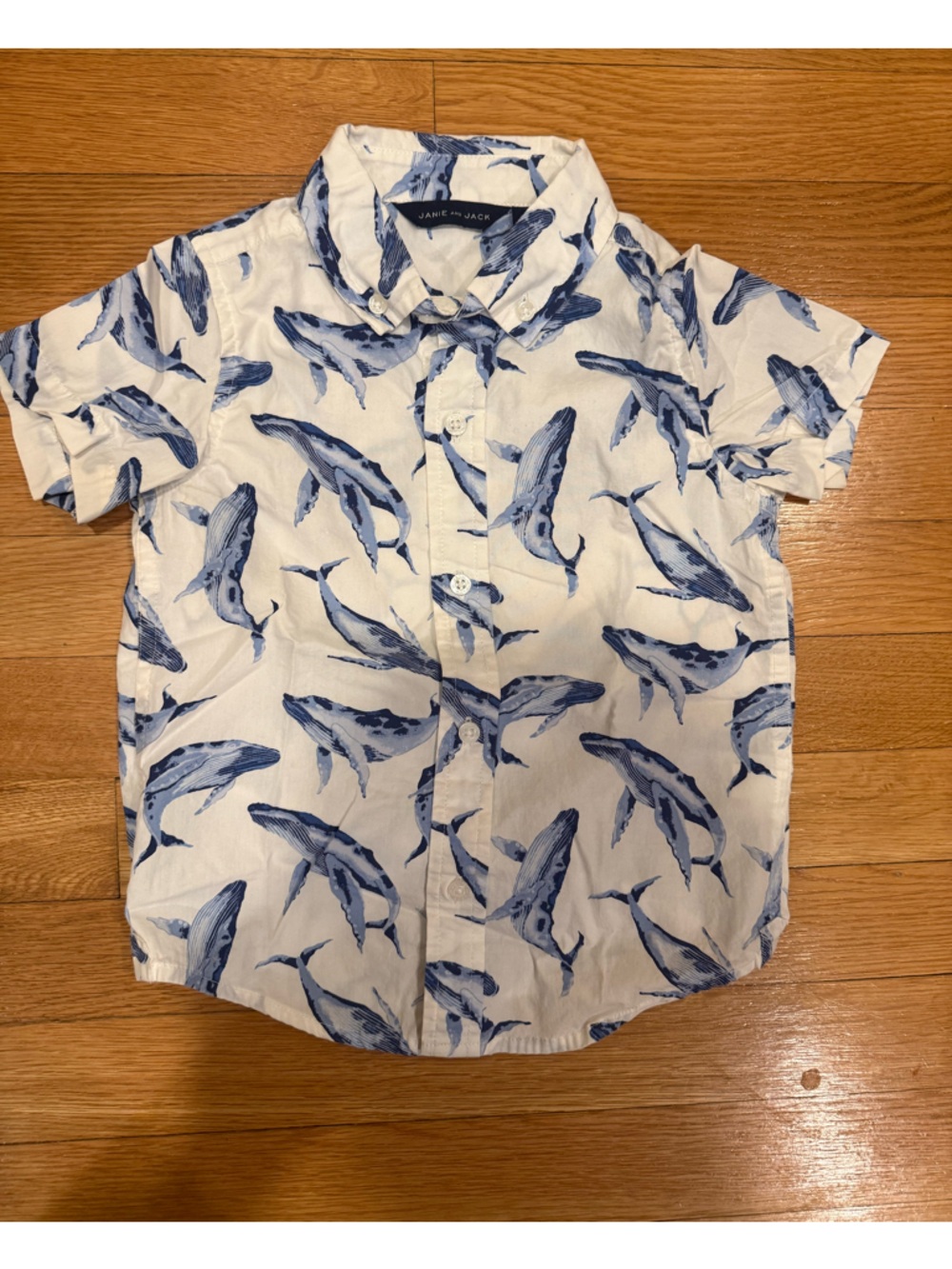 Janie and Jack 3T Boys Shirt with Blue Whale Print